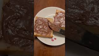 Small bread , small Nutella , small plate, normal knife #smallfood #nutella #fyp