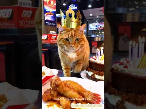 Celebrating birthday for my cat|cat's birthday party #shortvideo #funny #cat #orangecat #funnycat