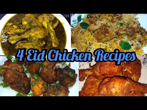 4 Best Eid Chicken Recipes /Chicken Bhuna Masala / Barbecue / Biryani / Crispy Chicken Fry