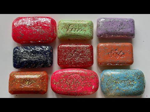 ASMR CUTTING DRY PAINTED SOAP | SATISFYING VIDEO