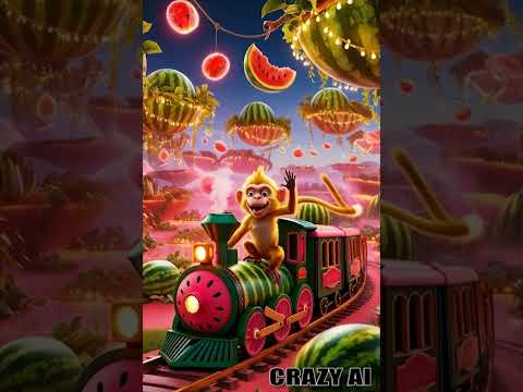 Magic Unleashed 🚂🍉 | Monkey Drives Watermelon Train! || #shorts #viralvideo  #funny #crazyai