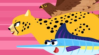 I'm the Fastest | Animal Speed Race: Cheetah, Hawk | Sing Along to Nursery Rhymes & Kids Song