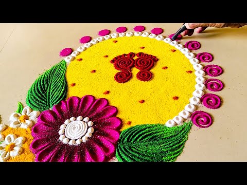 Monday Special Simple & Best Colorful Rangoli Design / Rangoli Design For Daily Use / Quick Rangoli✨