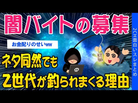 【2ch考えさせられるスレ】闇バイトの募集、ネタ同然なのにZ世代が釣られまくる理由【ゆっくり解説】