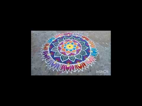 New year special Beautiful big Lotus flower  kolam by laks Rangoli designs #shorts