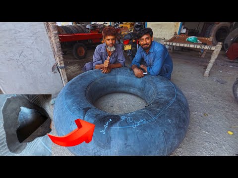 Truck Tire Inner Tube Burst Repair with Amazing Skills  How to Fix an Inner Tube Puncture