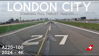 Standing Full Thrust Takeoff at London City in the Airbus A220, 2024 4K