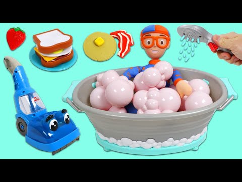 Helping Blippi with His Bubble Bath Morning Routine!