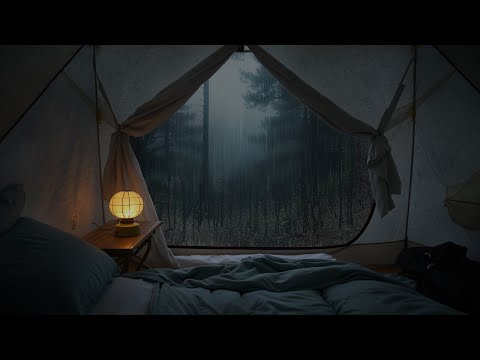 Raindrops on the Tent Canvas - Sleeping in the background Rain Sounds in the Deep Forest