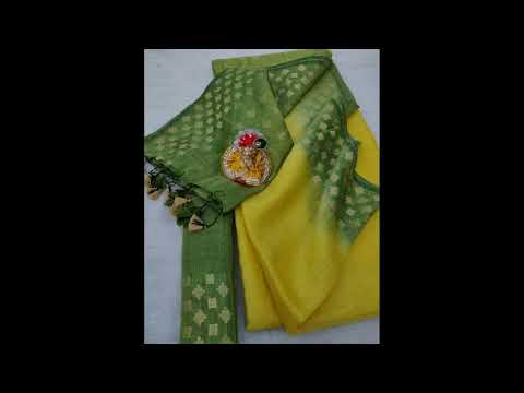 SILK LINEN SAREES with Zari Weaving Designs in Border & Pallu | Matching Blouse || Rs.2500/- Only