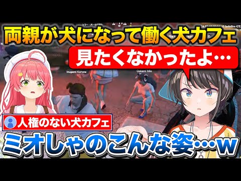 かなたその犬カフェがついにオープン、犬として働くころさんとミオしゃ【ホロライブ/戌神ころね/大神ミオ/天音かなた】