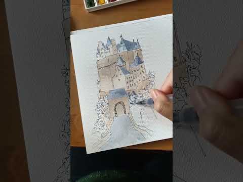 painting fantasy castle 🏰🧛✨ #art #artwork #drawing #landscapepainting #painting #watercolorpainting