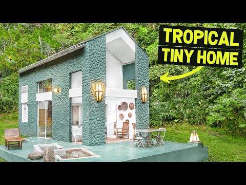 TROPICAL ALL-GREEN TINY HOME DEEP IN THE JUNGLE! (Full Airbnb Tour)