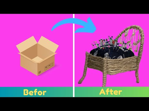 Beautiful miniature sofa of cardboard |handcraft carton|waste material craft ideas easy of cardboard