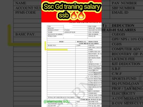 SSB SALARY SLIP NEW JOINING #salary #payslip #training #sscgd #motivation @elements_edu