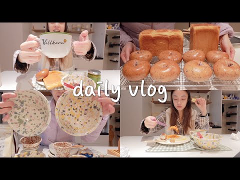 VLOG#28｜一人食两餐记录🍜｜碳水囤货日🍞｜黑芝麻贝果VS蓝莓贝果🥯｜复刻星巴克红豆司康😁｜糖醋排骨的最佳搭配🤔️｜双十一最后的开箱🛒