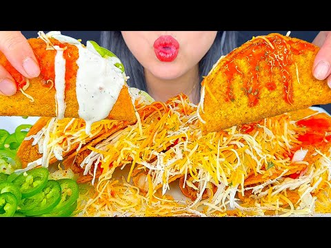 ASMR TACO BELL CRUNCHY TACOS WITH WINGSTOP RANCH | MUKBANG | ASMR Phan