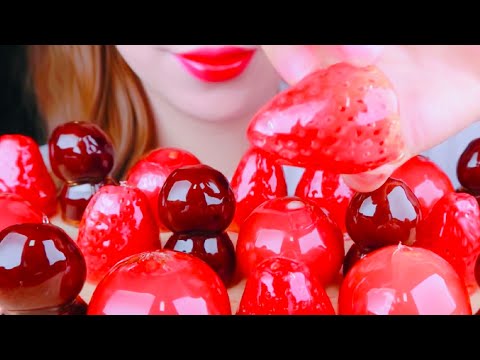 ASMR Crunchy Candied Fruit, strawberry Tomato Tanghulu Eating Vlog, Mukbang @LESA_ASMR