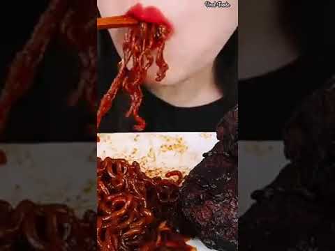 Asmr Eating Black Bean Fire Noodles 🔥😋#shorts