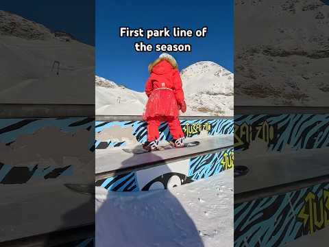 First park line of the snowboard season in Stubai Austria