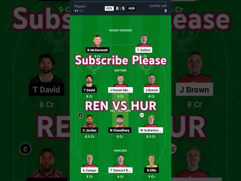 REN vs HUR Dream11 Prediction | Dream11 Team of Today Match | REN vs HUR Dream11 Team Today | #BBL