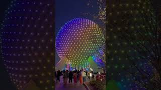 EPCOT Ball Shines Bright: stunning light show(spaceship earth) #festivaloftheholidays #wdw