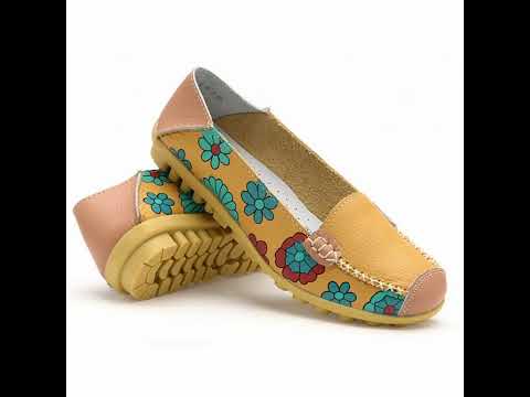 Artisanal Hand Painted Floral Leather Loafers for Casual Elegance#pakistan #shoes #highheels