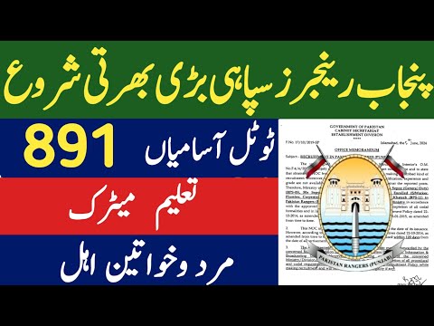 Punjab Rangers Jobs 2024 | New Jobs in Pakistan 2024 | Today Jobs in Pakistan 2024