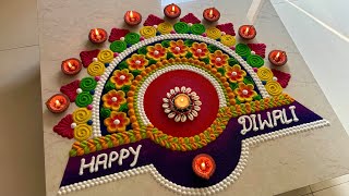 Attractive and colourful diwali rangoli/ happy diwali rangoli/ laxmi pujan rangoli/ diya rangoli