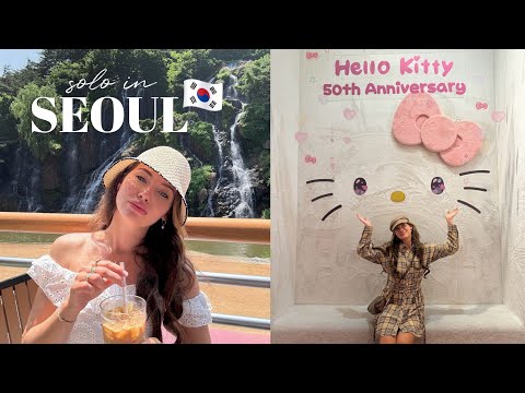 SOLO in SEOUL VLOG 🇰🇷 cafe pokpo (waterfalls), hello kitty exhibition & gwangjang market