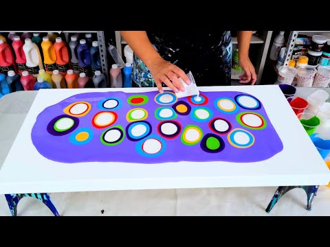 WOW! Multi-Color Puddles with Pearls on Top! - Acrylic Painting - Fluid Art - Acrylic Pouring