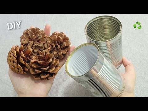 I make MANY and SELL them all! Genius Recycling Idea with Empty cans and pine cone - Amazing trick