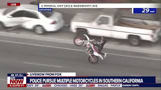 WATCH: Police chase group of dirt bikers through streets of LA