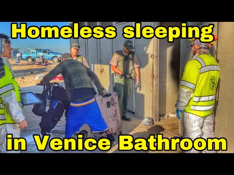 Homeless still sleeping in Venice Beach Bathroom / Venice Beach clean up Update