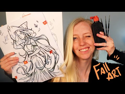 It's Fall Art Time!  // Brush + Ink Lineart