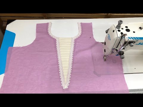 round v neck design || with Pintucks lace cuttingand stitching very easy