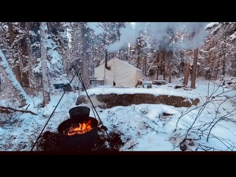 ESCAPE to the WILDERNESS || CAST IRON HOT TENT WINTER CAMPING