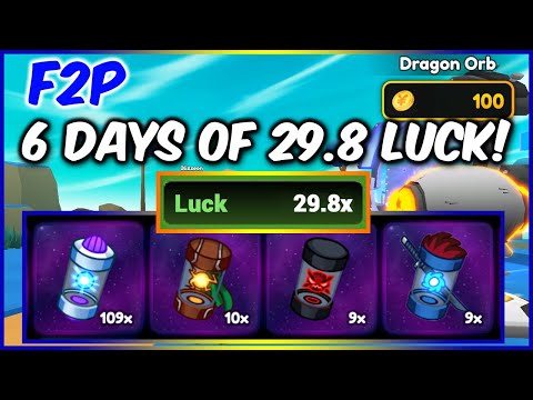 6 days of 29.8 LUCK as *F2P* in Anime Champions Simulator Roblox