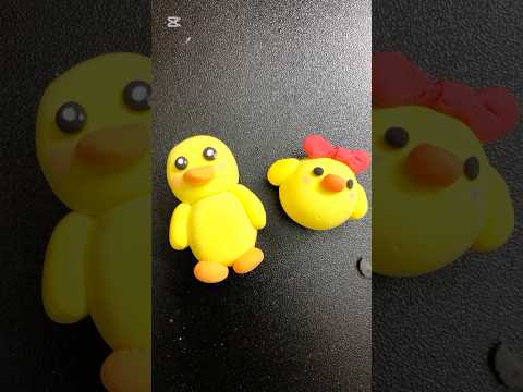 Easy play dough baby duck making #art #craft #playdough #clay #shortvideo #shorts #creativeart