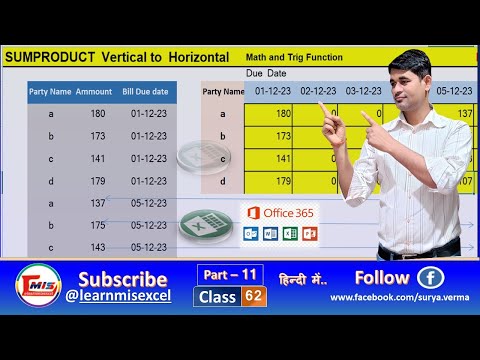 Sumproduct Vertical to Horizontal Data | Sumproduct in Excel | Part 11