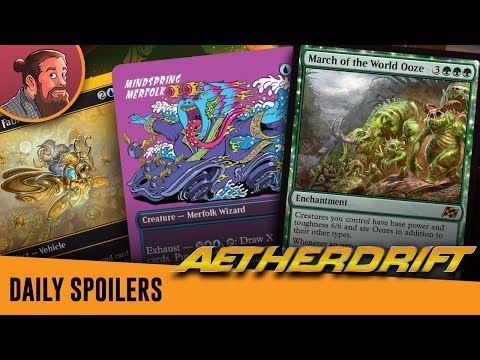 A Green Mythic Oozing Potential, Rocker Vehicle, Mindspring Merfolk | Aetherdrift MTG Spoilers