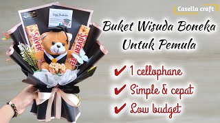 CARA MEMBUAT BUKET WISUDA SIMPLE UNTUK PEMULA || WRAPING 1 CELLOPHANE || DIY GRADUATION BOUQUET