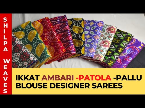 pochampally ikkat ambari and pallu blouse designer pure pattu sarees||Ikkat sarees with price||ikat