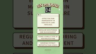 Effective pain management in sub-acute care involves? #nursingquiz #enrollednurse #woundcare