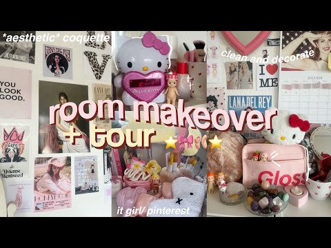 🐆🎀 AESTHETIC ROOM MAKEOVER, cleaning + TOUR 2024 | trendy, tiktok/pinterest- inspired *coquette*