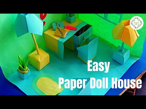 how to make easy paper doll house  #onlineart #papercraft #art #craft #dollhouse #paperdollhouse