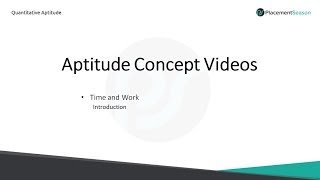 Concept Video 1: Time and Work: Shortcuts and Tips | Live Aptitude Training