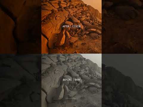 Martian landscapes: before and after color grading🪐