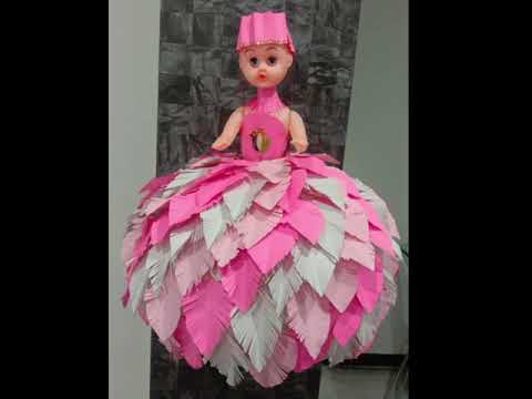 How to decorate Doll using paper/ DIY paper dress for Doll / Doll decoration idea