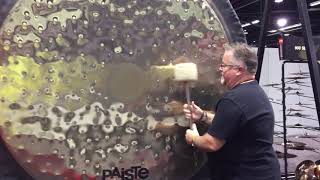 Dann Gillen playing the Giant Paiste Gong at NAMM 2018. (90”/450lbs!)